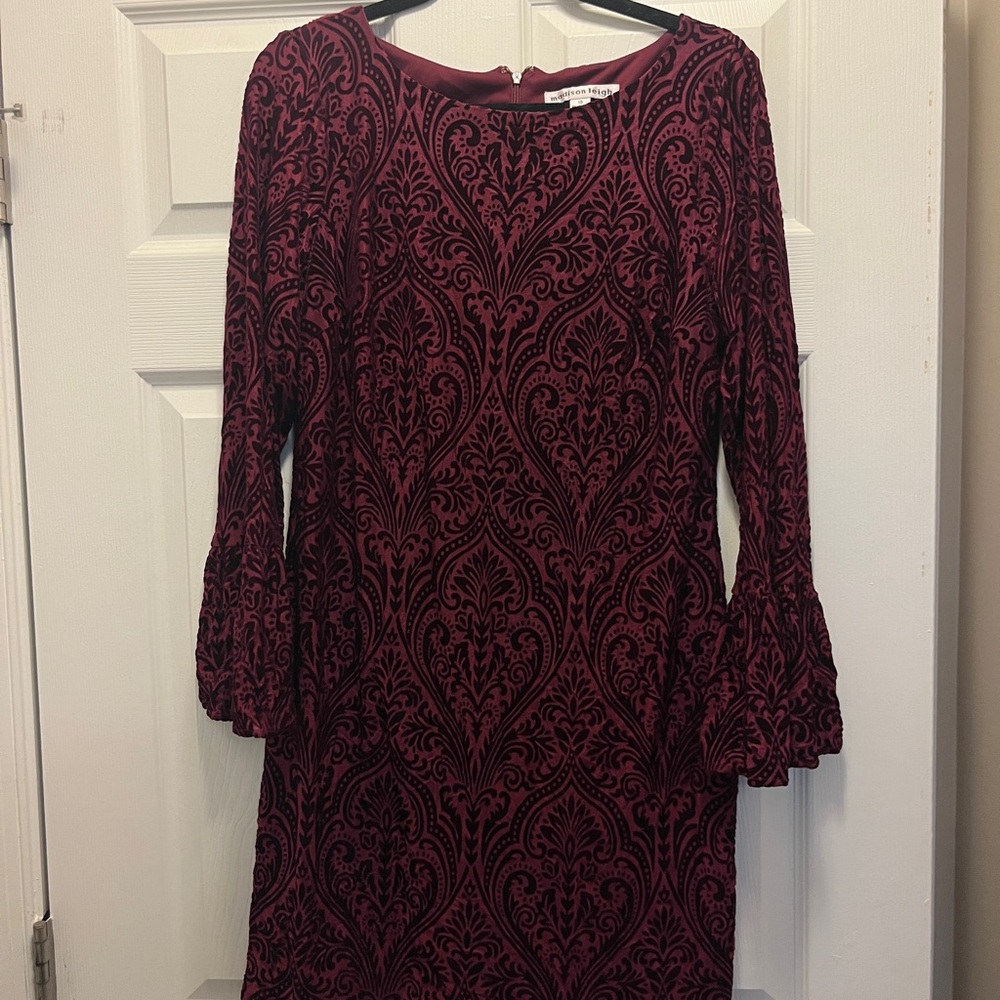 Madison Leigh Burgundy Long Sleeve Dress